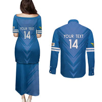 Custom US Virgin Islands Soccer Couples Matching Puletasi and Long Sleeve Button Shirt Go Dashing Eagles Sporty Style