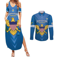 Custom US Virgin Islands Soccer Couples Matching Summer Maxi Dress and Long Sleeve Button Shirt Go Dashing Eagles Sporty Style