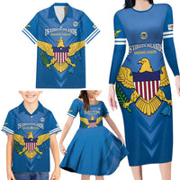 Custom US Virgin Islands Soccer Family Matching Long Sleeve Bodycon Dress and Hawaiian Shirt Go Dashing Eagles Sporty Style - Wonder Print Shop
