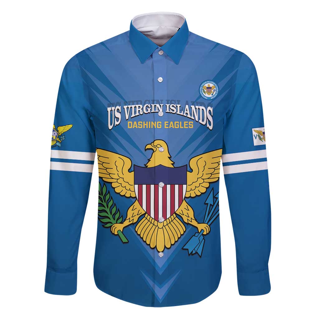 Custom US Virgin Islands Soccer Family Matching Long Sleeve Bodycon Dress and Hawaiian Shirt Go Dashing Eagles Sporty Style - Wonder Print Shop