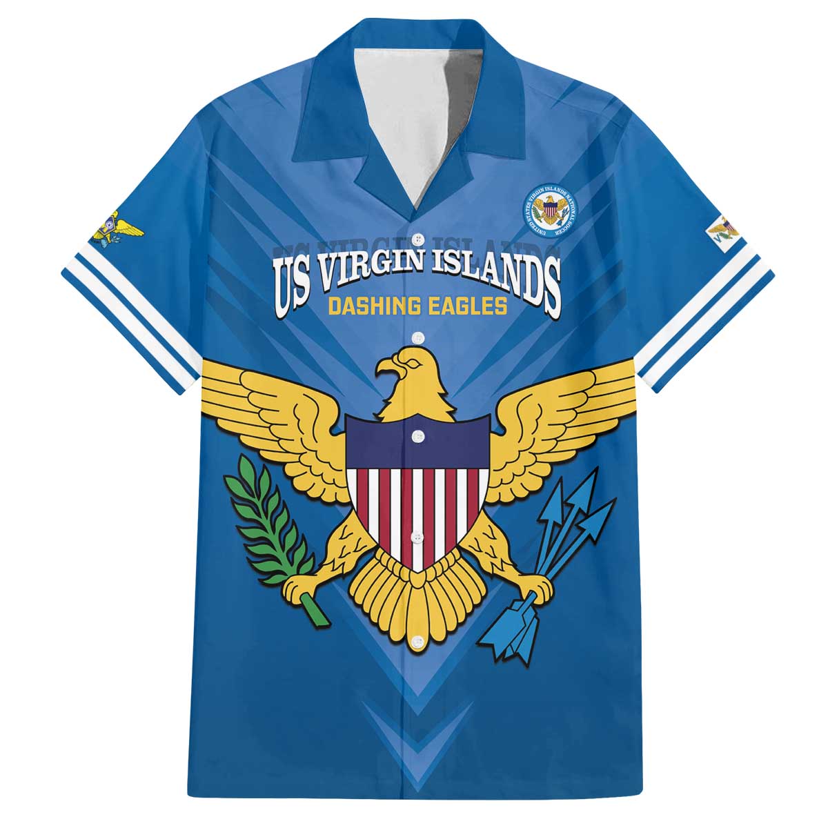Custom US Virgin Islands Soccer Family Matching Off The Shoulder Long Sleeve Dress and Hawaiian Shirt Go Dashing Eagles Sporty Style