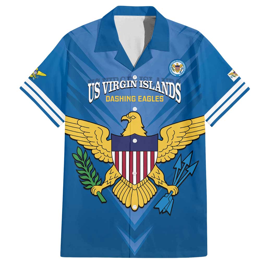 Custom US Virgin Islands Soccer Family Matching Off Shoulder Short Dress and Hawaiian Shirt Go Dashing Eagles Sporty Style - Wonder Print Shop
