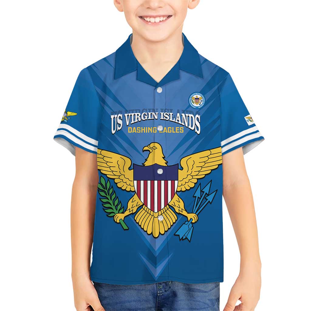 Custom US Virgin Islands Soccer Family Matching Off Shoulder Short Dress and Hawaiian Shirt Go Dashing Eagles Sporty Style - Wonder Print Shop
