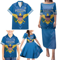 Custom US Virgin Islands Soccer Family Matching Puletasi and Hawaiian Shirt Go Dashing Eagles Sporty Style