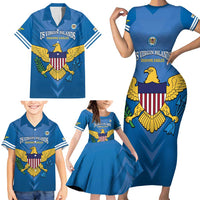 Custom US Virgin Islands Soccer Family Matching Short Sleeve Bodycon Dress and Hawaiian Shirt Go Dashing Eagles Sporty Style - Wonder Print Shop
