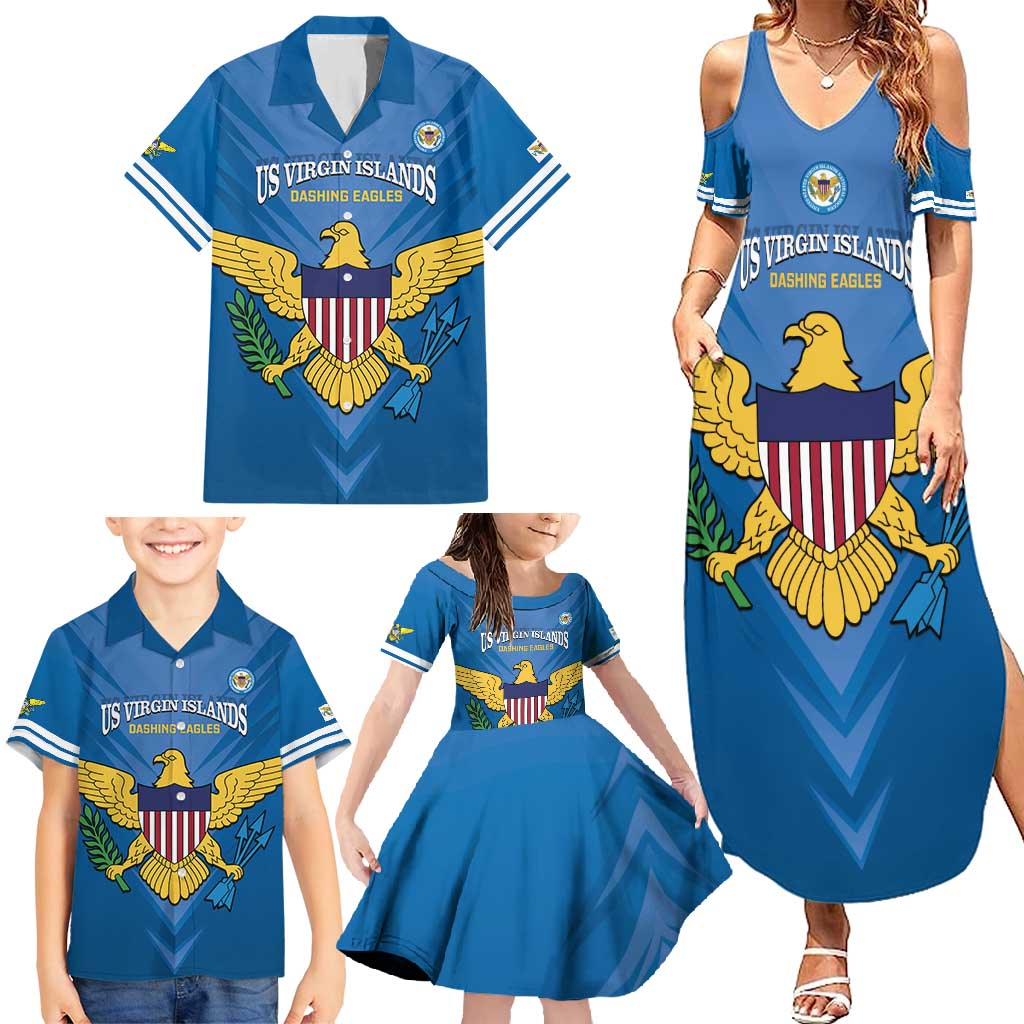 Custom US Virgin Islands Soccer Family Matching Summer Maxi Dress and Hawaiian Shirt Go Dashing Eagles Sporty Style - Wonder Print Shop