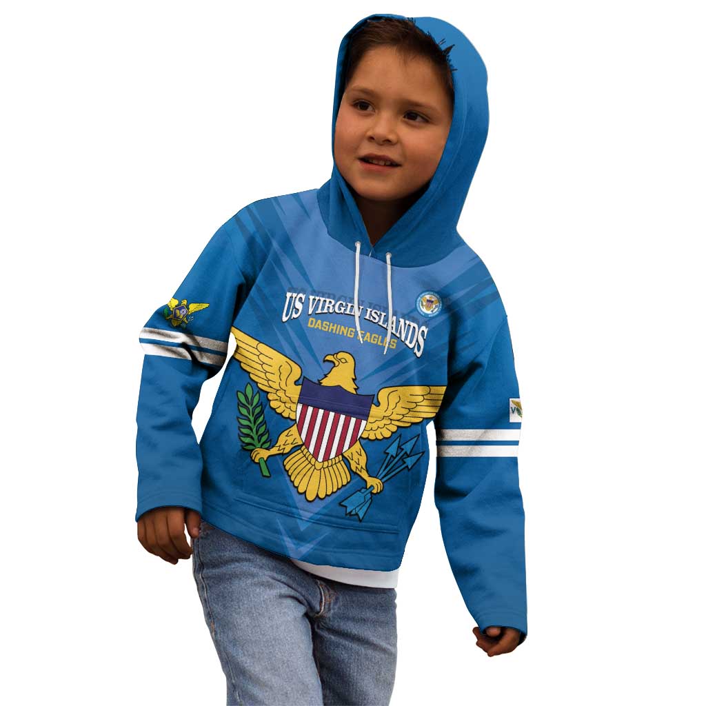 Custom US Virgin Islands Soccer Kid Hoodie Go Dashing Eagles Sporty Style - Wonder Print Shop