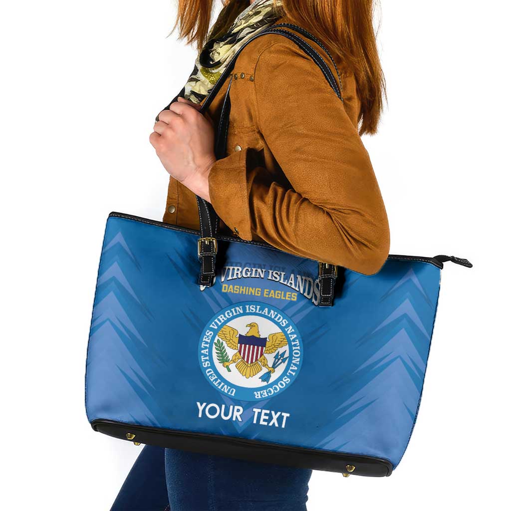 Custom US Virgin Islands Soccer Leather Tote Bag Go Dashing Eagles Sporty Style