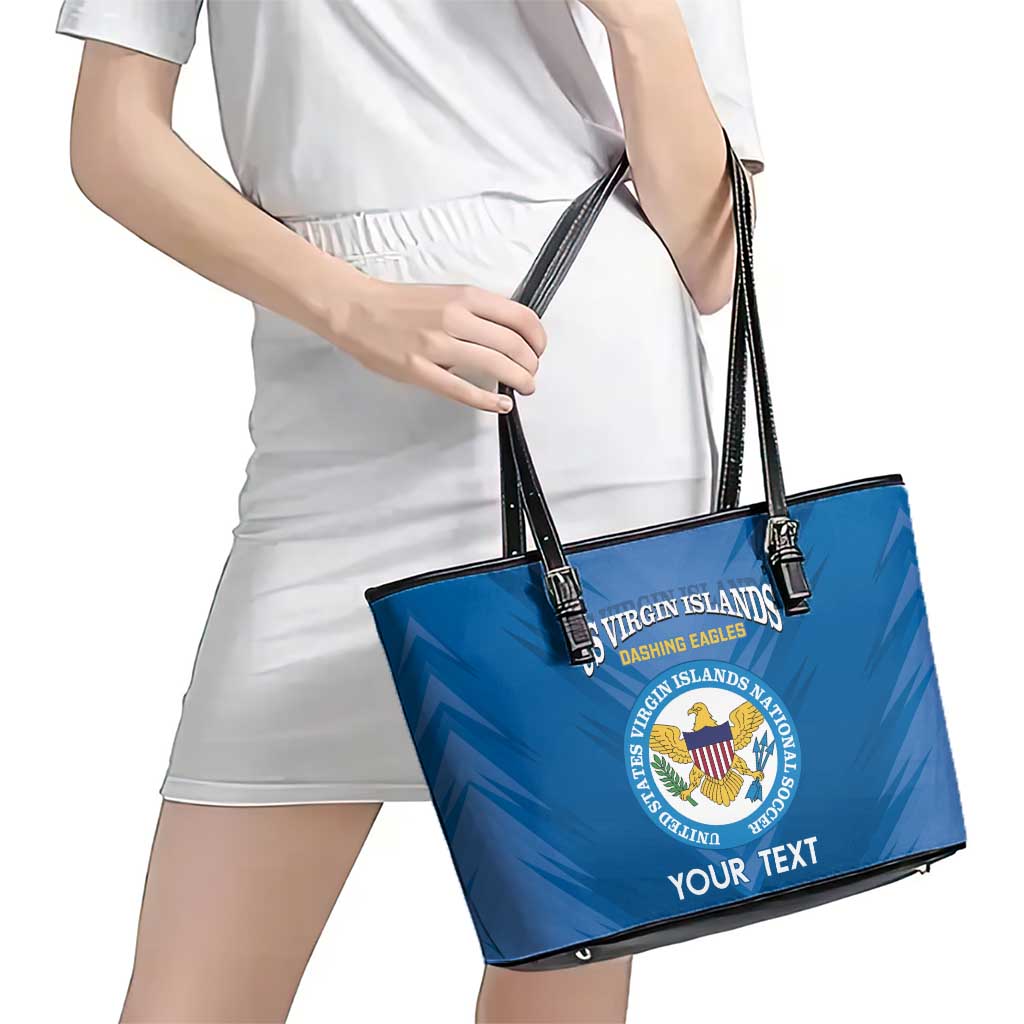 Custom US Virgin Islands Soccer Leather Tote Bag Go Dashing Eagles Sporty Style