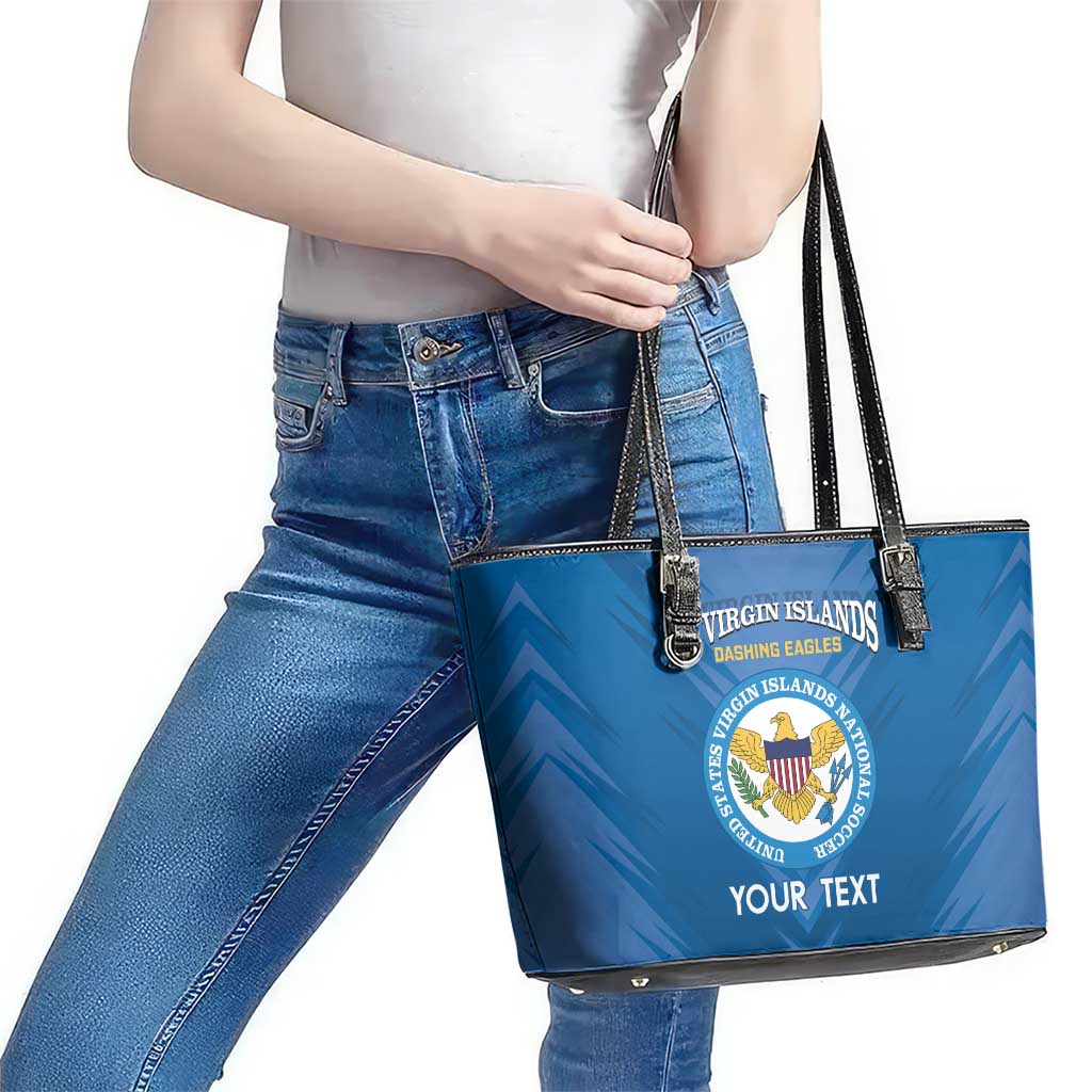 Custom US Virgin Islands Soccer Leather Tote Bag Go Dashing Eagles Sporty Style