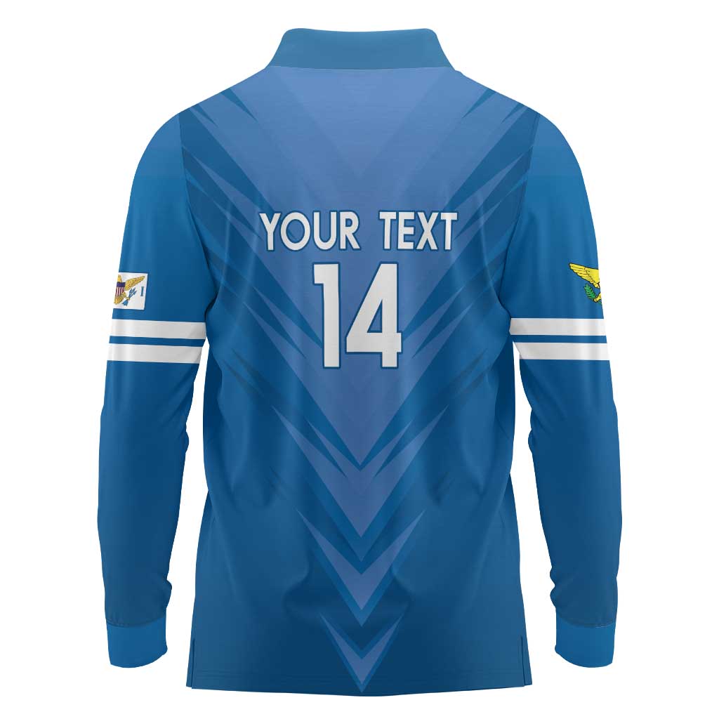 Custom US Virgin Islands Soccer Long Sleeve Polo Shirt Go Dashing Eagles Sporty Style - Wonder Print Shop