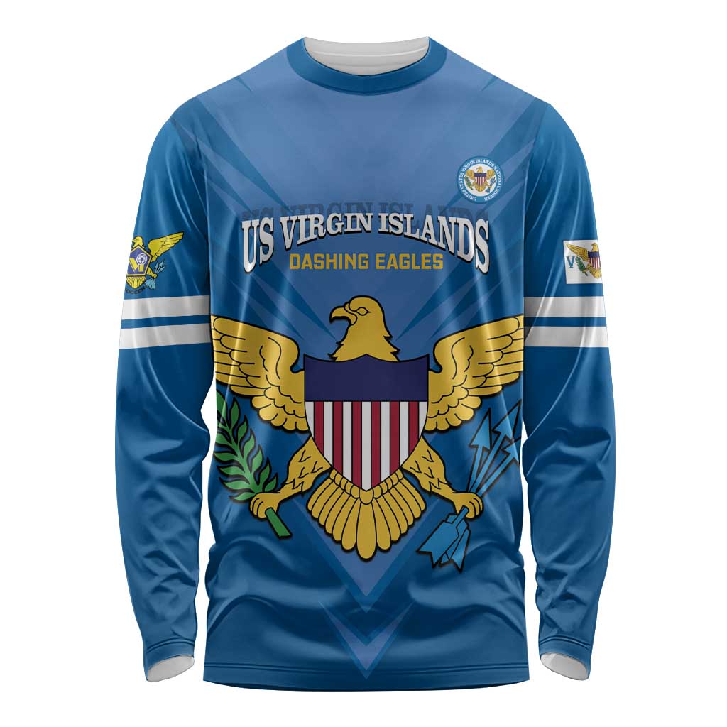 Custom US Virgin Islands Soccer Long Sleeve Shirt Go Dashing Eagles Sporty Style - Wonder Print Shop
