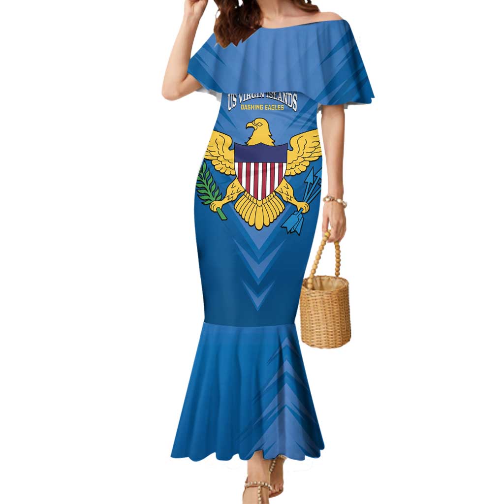 Custom US Virgin Islands Soccer Mermaid Dress Go Dashing Eagles Sporty Style - Wonder Print Shop