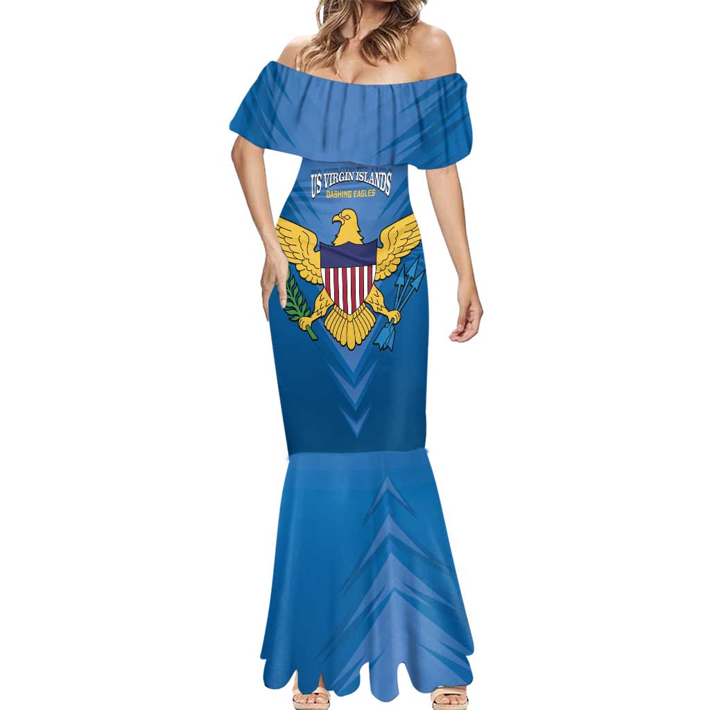 Custom US Virgin Islands Soccer Mermaid Dress Go Dashing Eagles Sporty Style - Wonder Print Shop