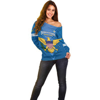 Custom US Virgin Islands Soccer Off Shoulder Sweater Go Dashing Eagles Sporty Style - Wonder Print Shop