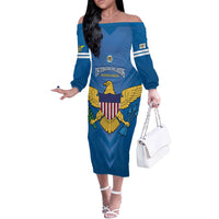 Custom US Virgin Islands Soccer Off The Shoulder Long Sleeve Dress Go Dashing Eagles Sporty Style - Wonder Print Shop