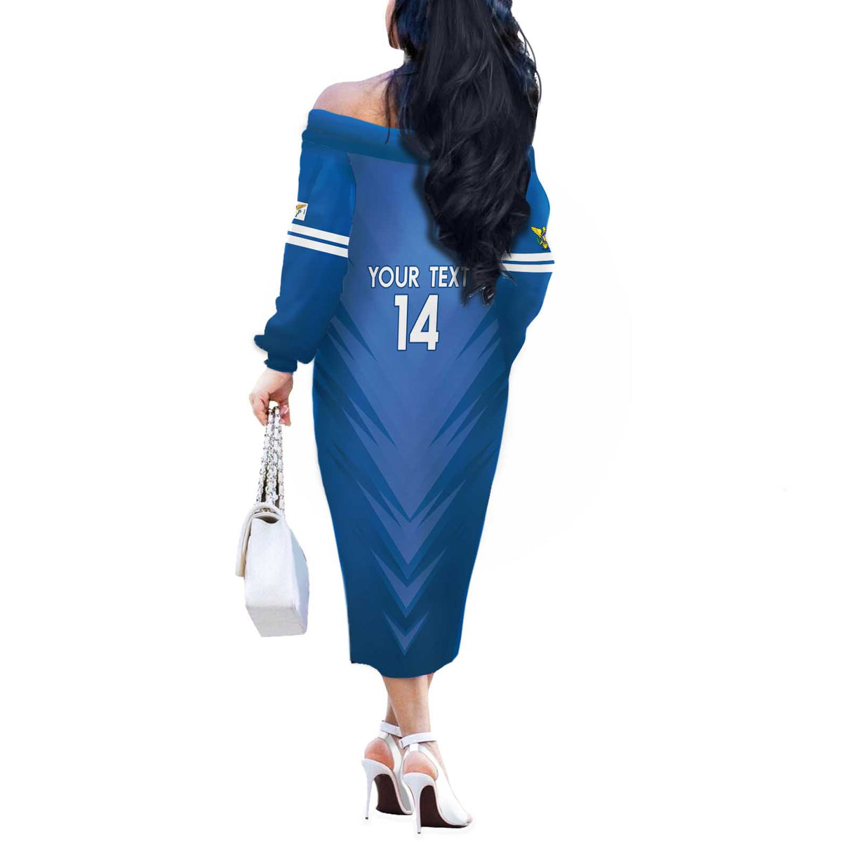 Custom US Virgin Islands Soccer Off The Shoulder Long Sleeve Dress Go Dashing Eagles Sporty Style - Wonder Print Shop