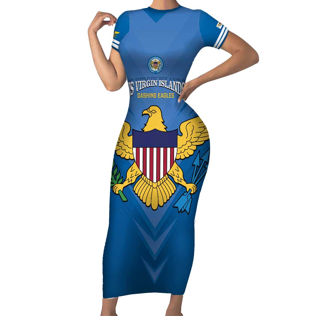 Custom US Virgin Islands Soccer Short Sleeve Bodycon Dress Go Dashing Eagles Sporty Style - Wonder Print Shop