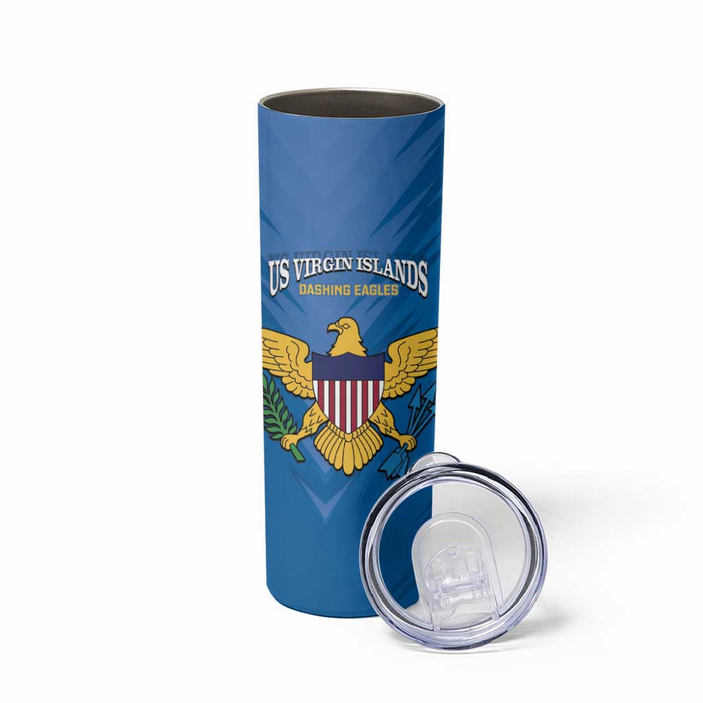 Custom US Virgin Islands Soccer Skinny Tumbler Go Dashing Eagles Sporty Style - Wonder Print Shop