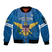 Custom US Virgin Islands Soccer Sleeve Zip Bomber Jacket Go Dashing Eagles Sporty Style - Wonder Print Shop