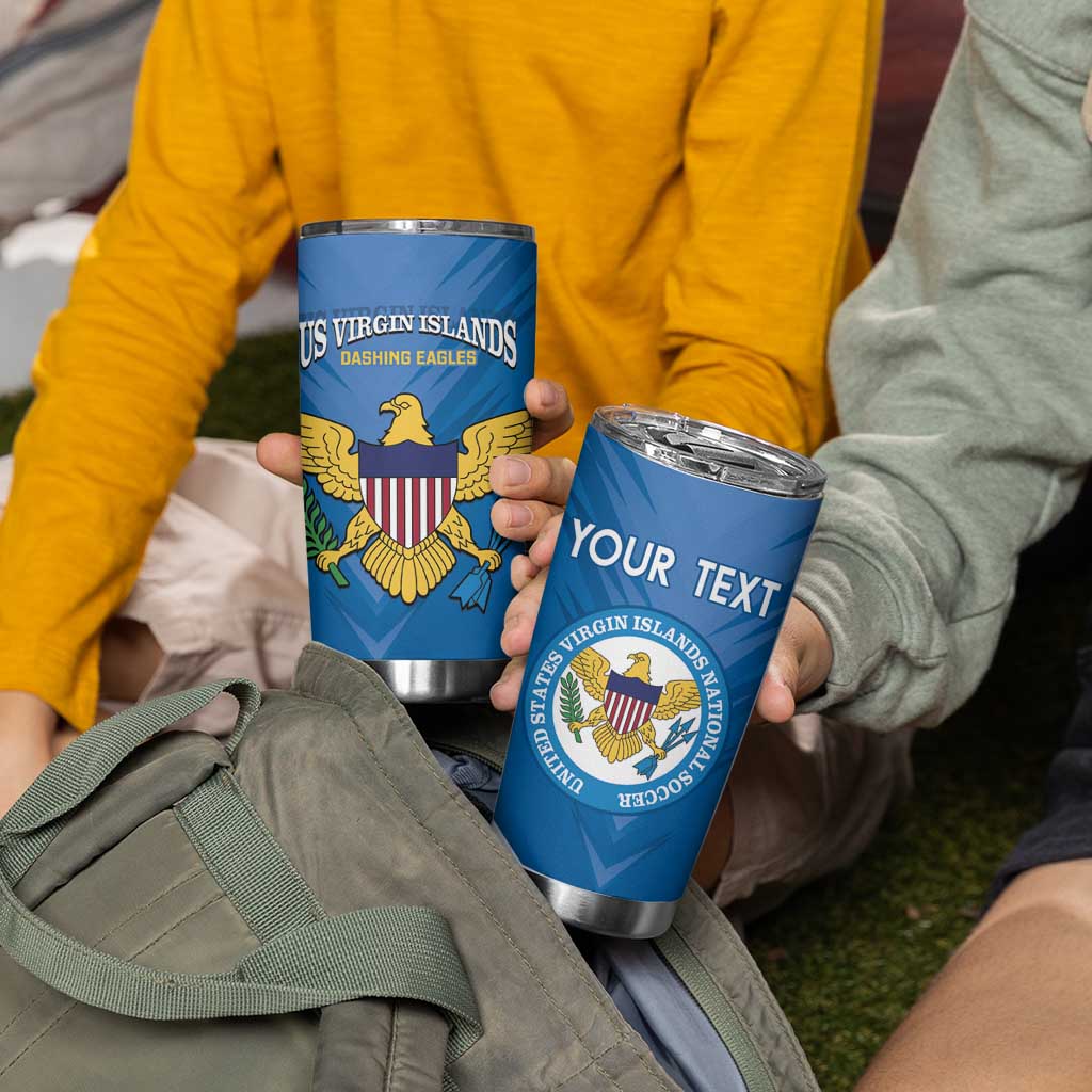 Custom US Virgin Islands Soccer Tumbler Cup Go Dashing Eagles Sporty Style - Wonder Print Shop