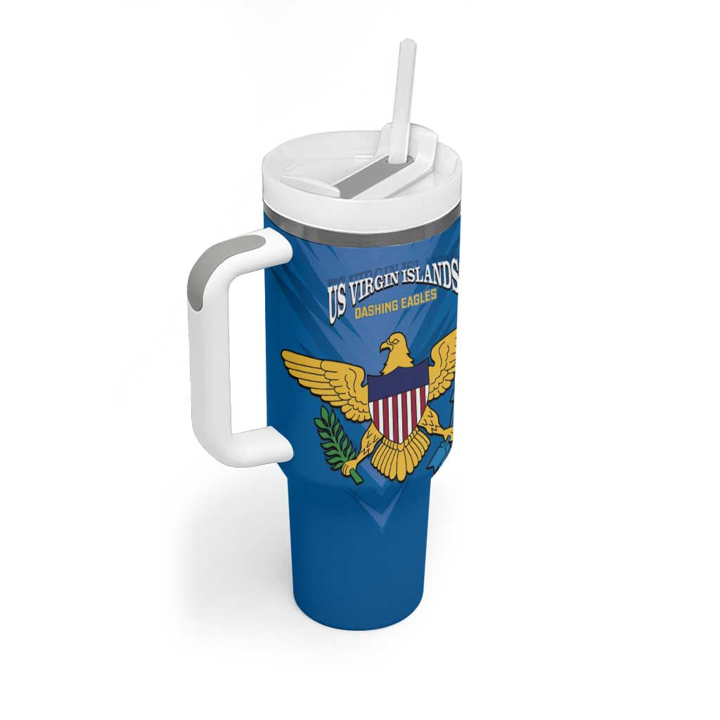 Custom US Virgin Islands Soccer Tumbler With Handle Go Dashing Eagles Sporty Style - Wonder Print Shop