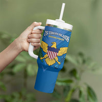 Custom US Virgin Islands Soccer Tumbler With Handle Go Dashing Eagles Sporty Style - Wonder Print Shop