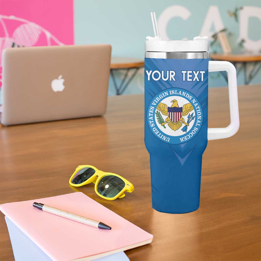 Custom US Virgin Islands Soccer Tumbler With Handle Go Dashing Eagles Sporty Style - Wonder Print Shop