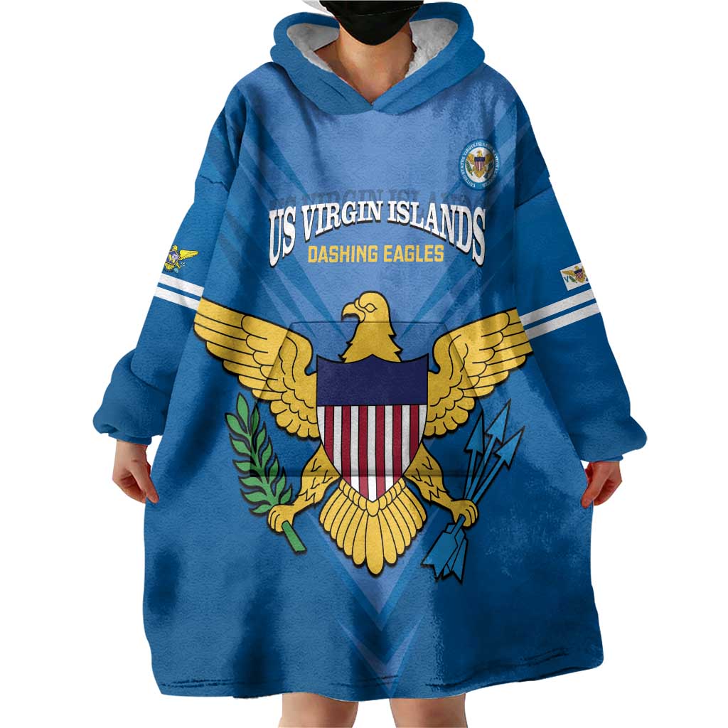 Custom US Virgin Islands Soccer Wearable Blanket Hoodie Go Dashing Eagles Sporty Style - Wonder Print Shop