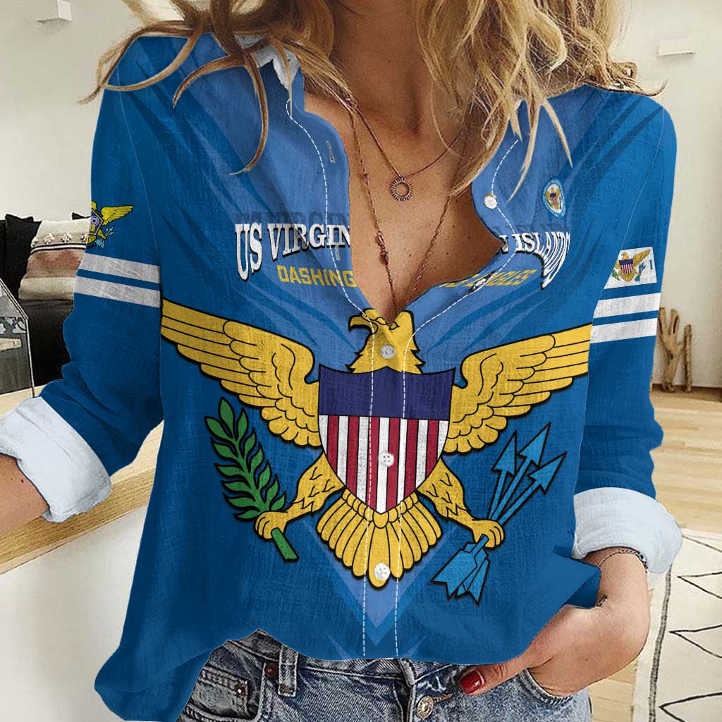Custom US Virgin Islands Soccer Women Casual Shirt Go Dashing Eagles Sporty Style - Wonder Print Shop
