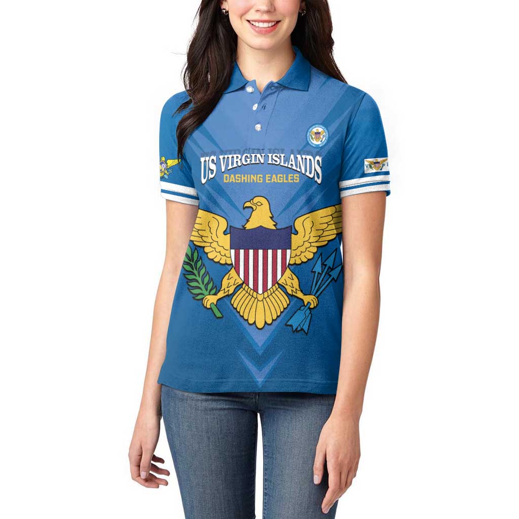 Custom US Virgin Islands Soccer Women Polo Shirt Go Dashing Eagles Sporty Style - Wonder Print Shop