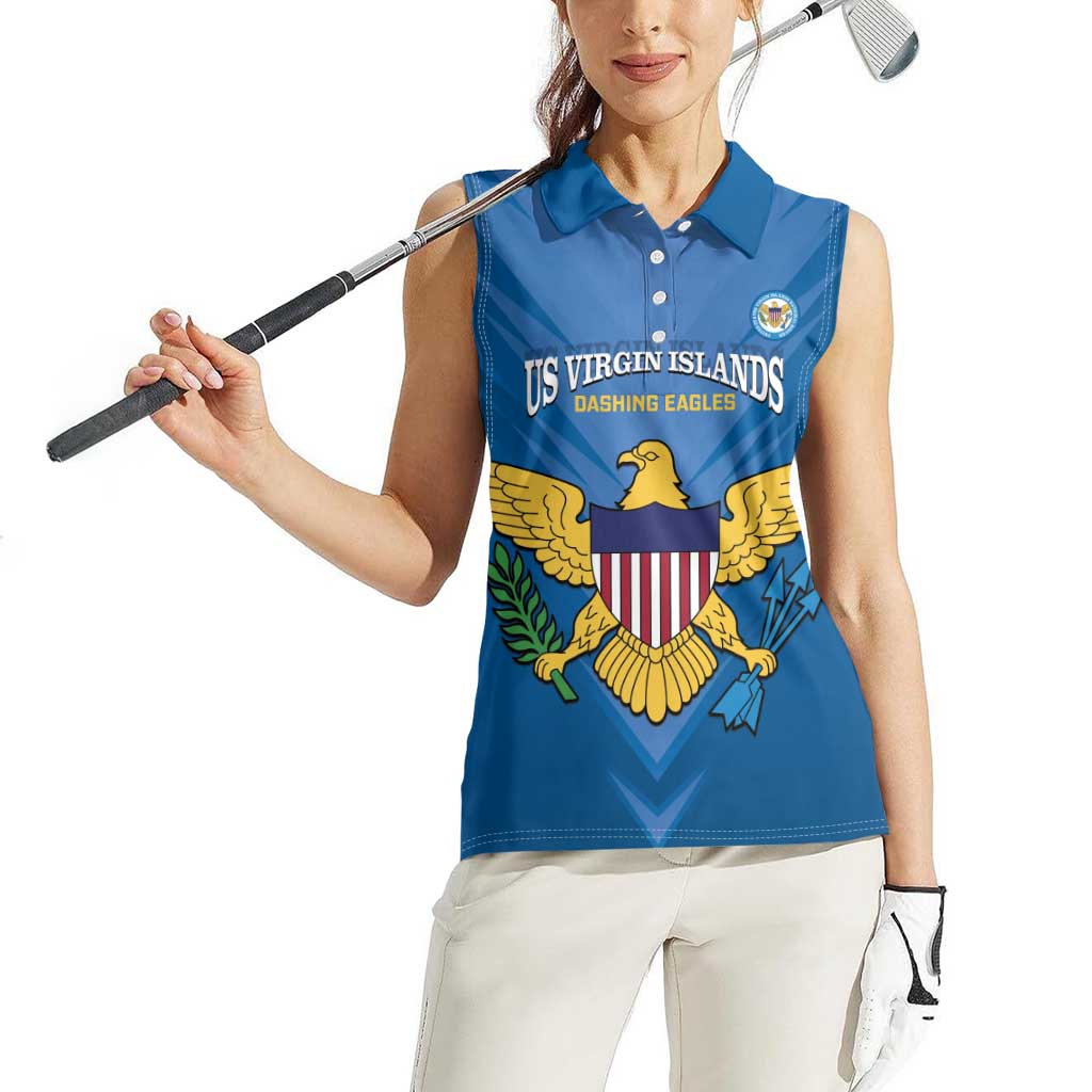 Custom US Virgin Islands Soccer Women Sleeveless Polo Shirt Go Dashing Eagles Sporty Style - Wonder Print Shop