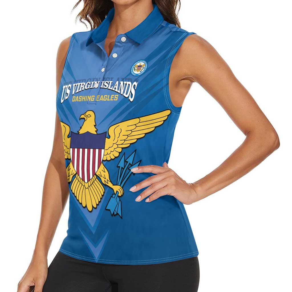 Custom US Virgin Islands Soccer Women Sleeveless Polo Shirt Go Dashing Eagles Sporty Style - Wonder Print Shop