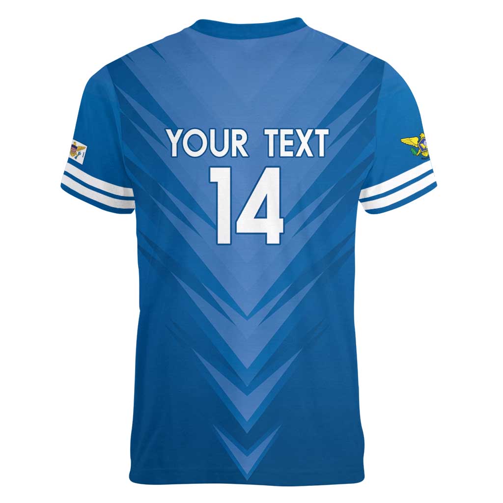 Custom US Virgin Islands Soccer Women V-Neck T-Shirt Go Dashing Eagles Sporty Style - Wonder Print Shop