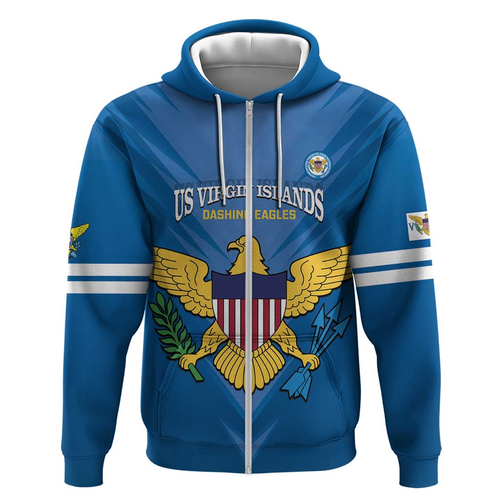 Custom US Virgin Islands Soccer Zip Hoodie Go Dashing Eagles Sporty Style - Wonder Print Shop