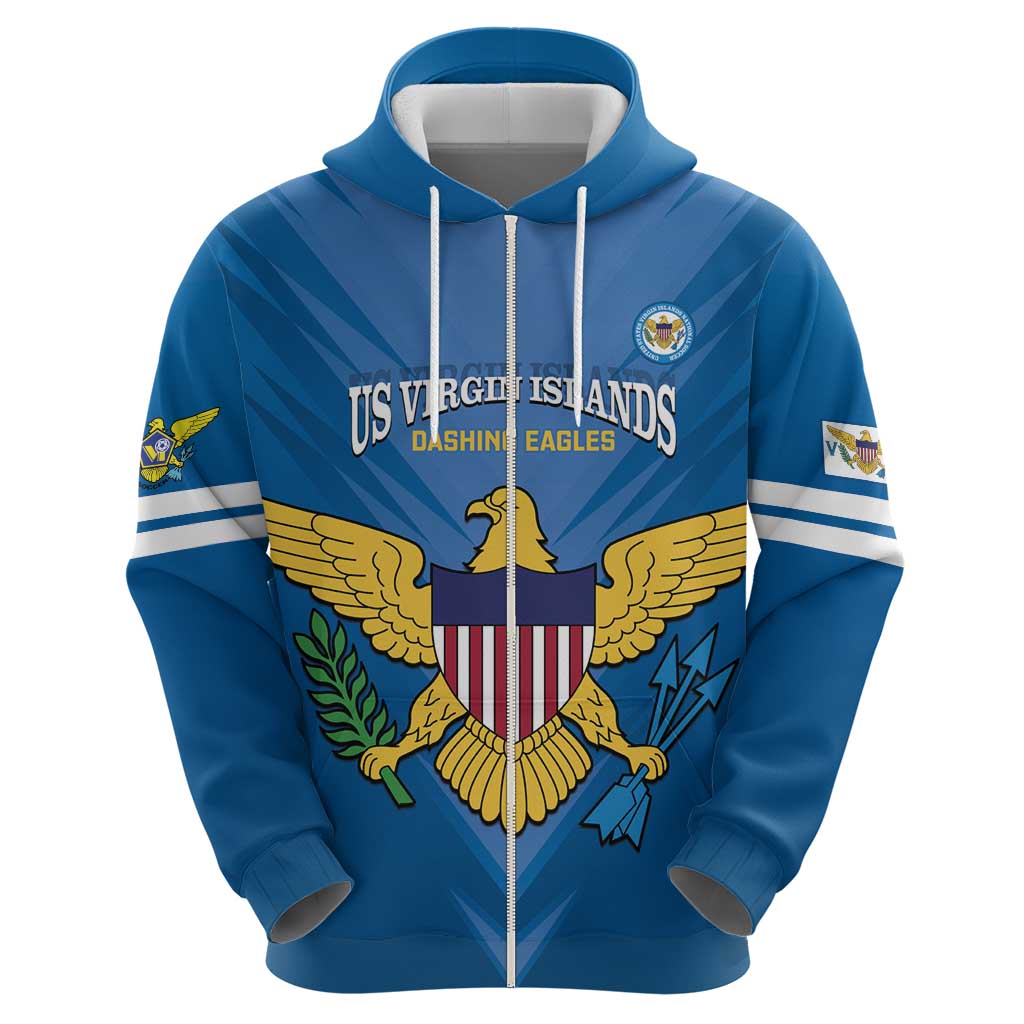 Custom US Virgin Islands Soccer Zip Hoodie Go Dashing Eagles Sporty Style - Wonder Print Shop
