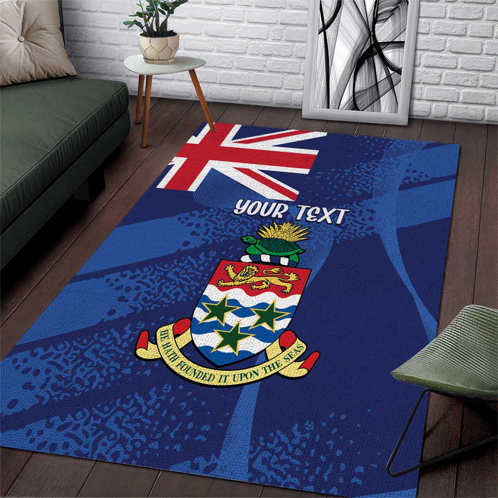 Personalised Cayman Islands Area Rug Coat Of Arms Grunge Style - Wonder Print Shop