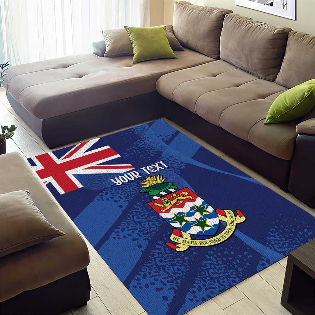 Personalised Cayman Islands Area Rug Coat Of Arms Grunge Style - Wonder Print Shop