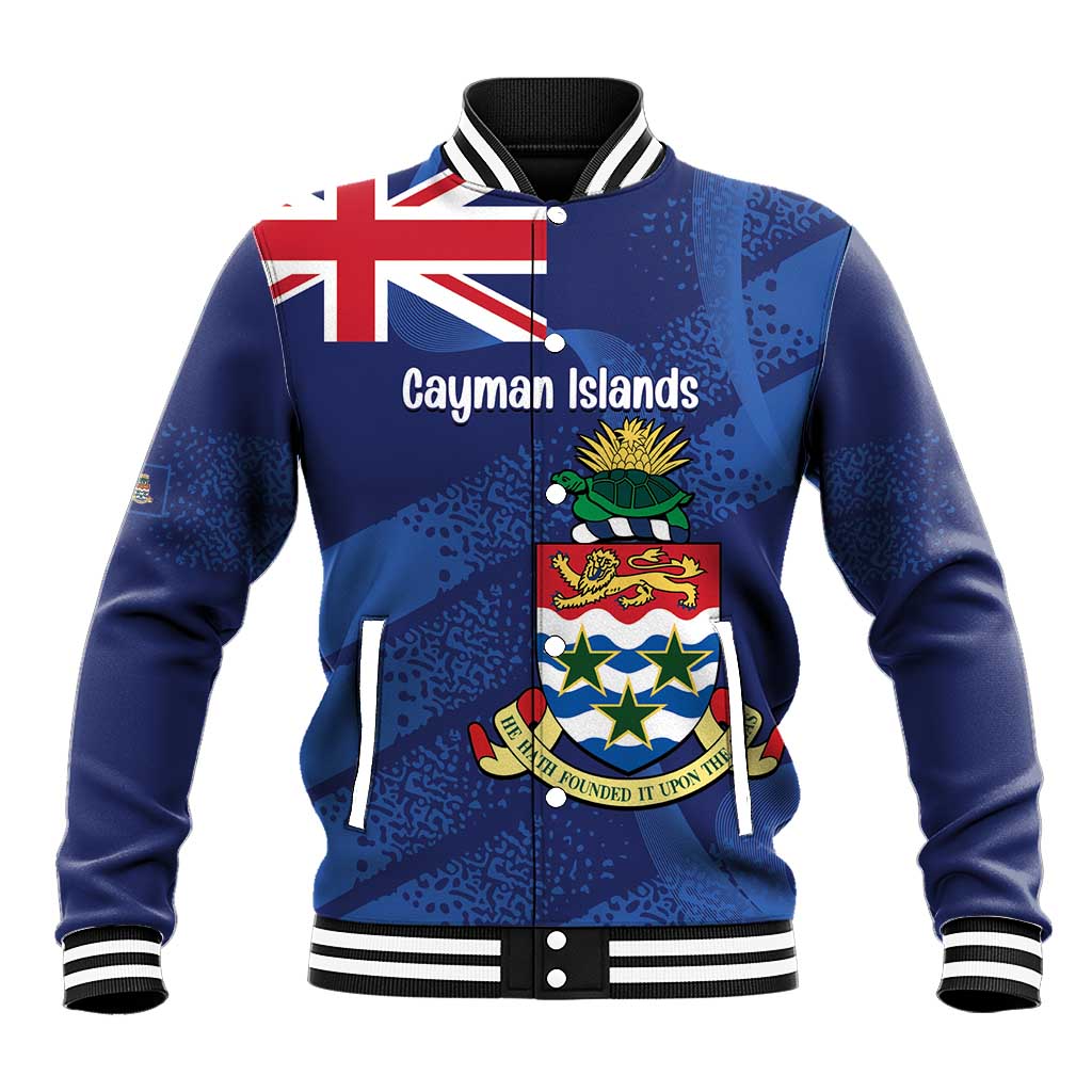Personalised Cayman Islands Baseball Jacket Coat Of Arms Grunge Style - Wonder Print Shop