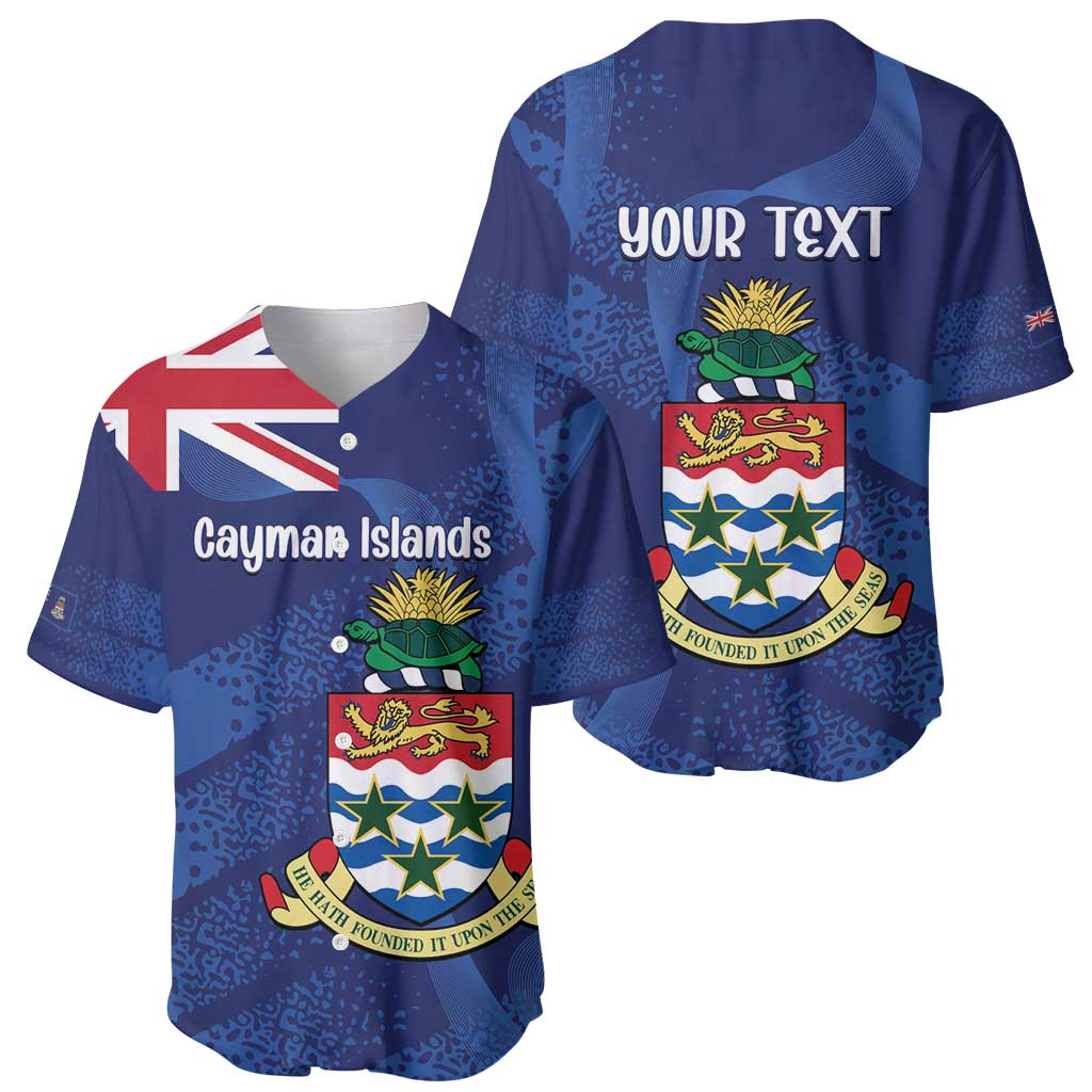 Personalised Cayman Islands Baseball Jersey Coat Of Arms Grunge Style - Wonder Print Shop