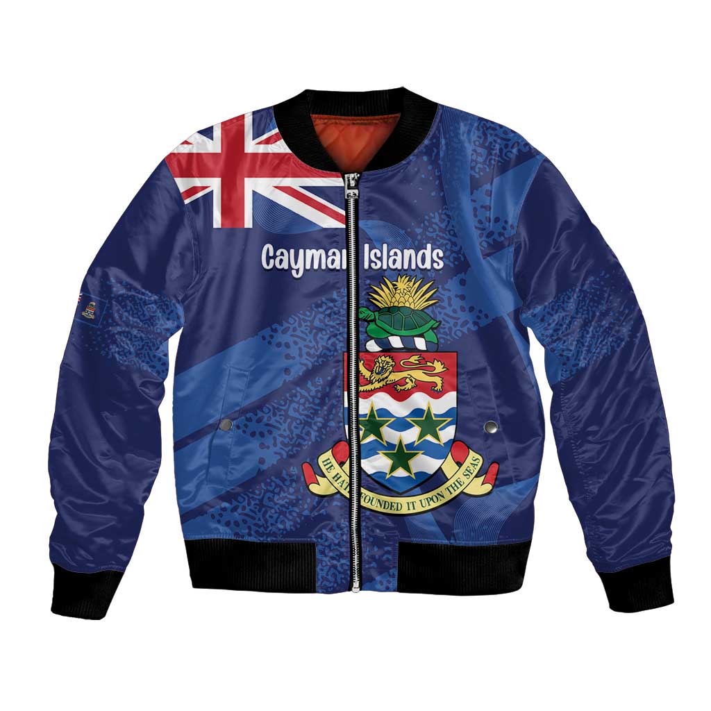 Personalised Cayman Islands Bomber Jacket Coat Of Arms Grunge Style - Wonder Print Shop