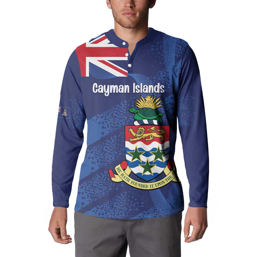 Personalised Cayman Islands Button Sweatshirt Coat Of Arms Grunge Style - Wonder Print Shop