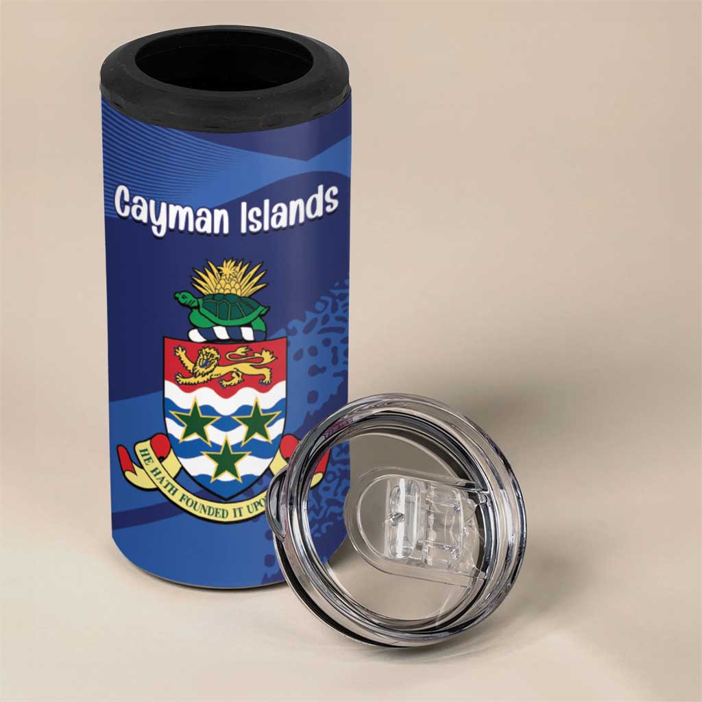 Personalised Cayman Islands 4 in 1 Can Cooler Tumbler Coat Of Arms Grunge Style