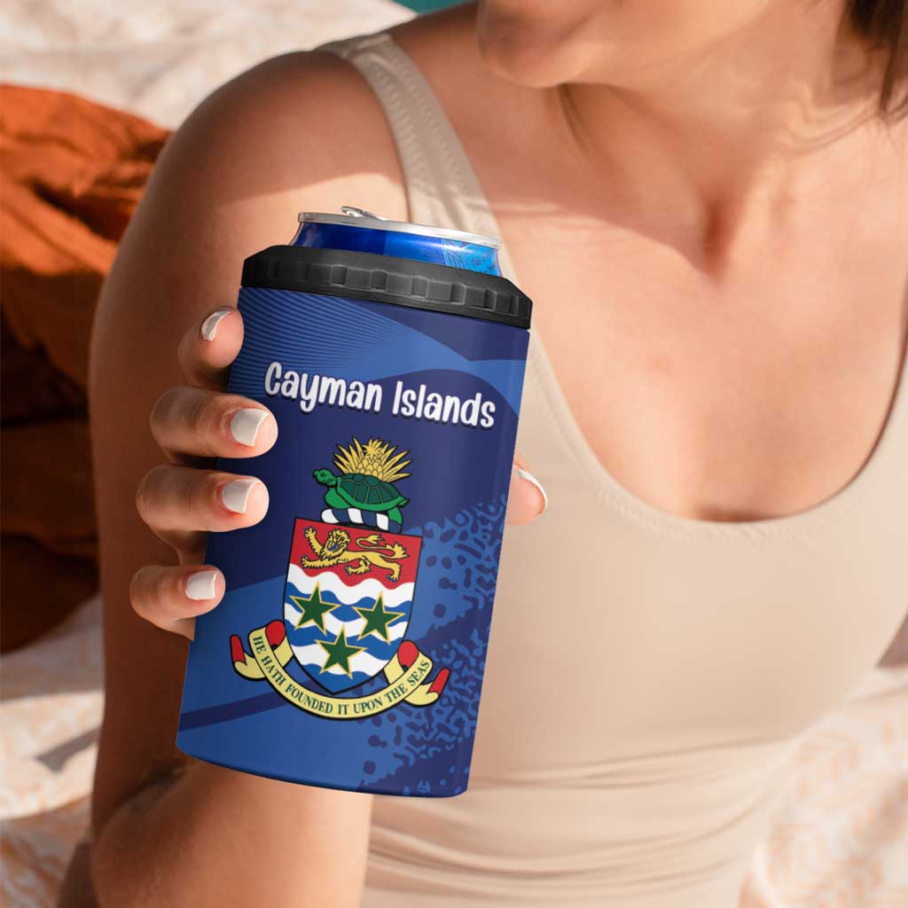 Personalised Cayman Islands 4 in 1 Can Cooler Tumbler Coat Of Arms Grunge Style