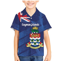 Personalised Cayman Islands Family Matching Mermaid Dress and Hawaiian Shirt Coat Of Arms Grunge Style - Wonder Print Shop