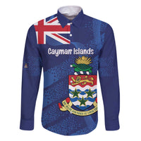 Personalised Cayman Islands Family Matching Off The Shoulder Long Sleeve Dress and Hawaiian Shirt Coat Of Arms Grunge Style