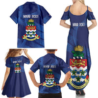 Personalised Cayman Islands Family Matching Summer Maxi Dress and Hawaiian Shirt Coat Of Arms Grunge Style - Wonder Print Shop