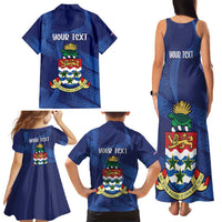 Personalised Cayman Islands Family Matching Tank Maxi Dress and Hawaiian Shirt Coat Of Arms Grunge Style - Wonder Print Shop