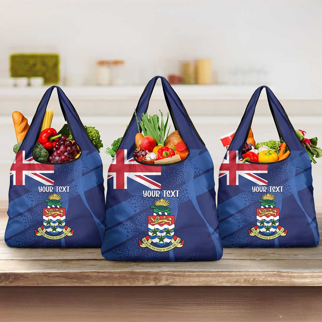 Personalised Cayman Islands Grocery Bag Coat Of Arms Grunge Style