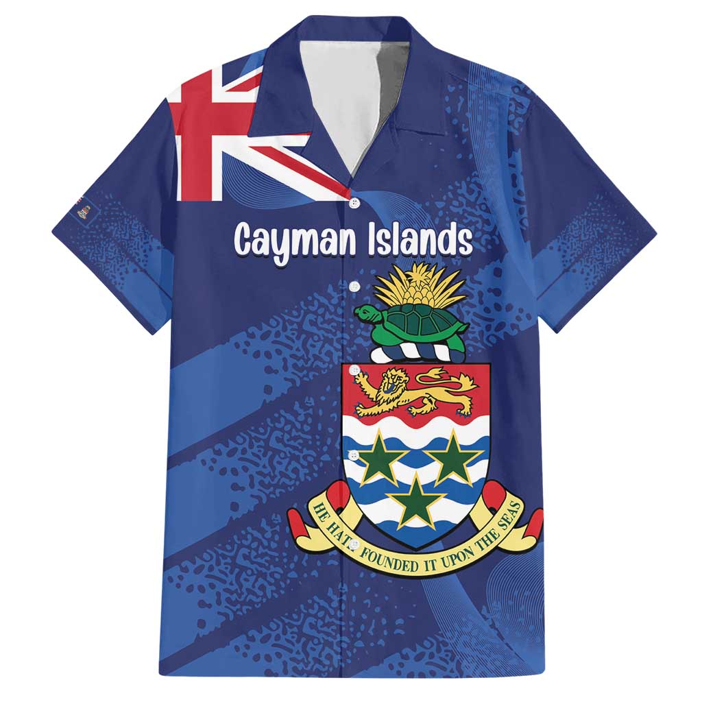 Personalised Cayman Islands Hawaiian Shirt Coat Of Arms Grunge Style - Wonder Print Shop